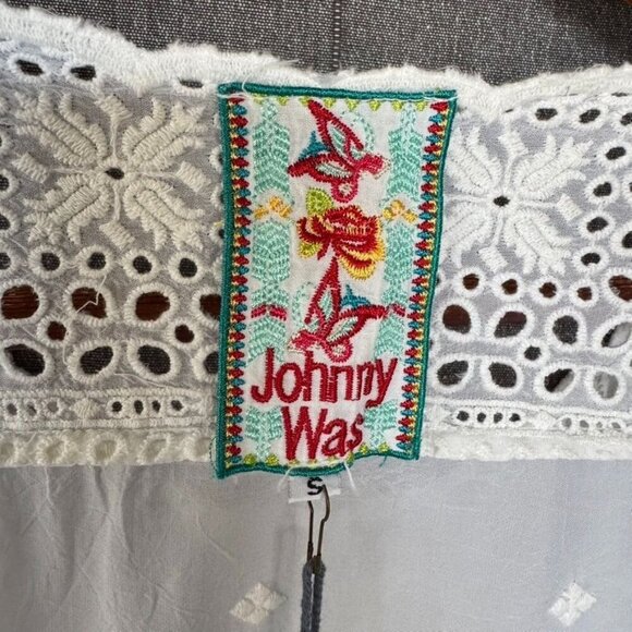 Johnny Was Darla Tunic White Embroidered Eyelet Lace Short Sleeve Swing Top - Picture 12 of 14
